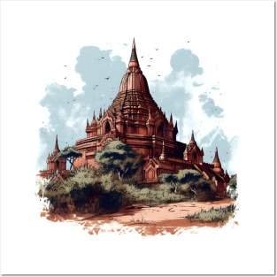 Handsome illustration of Bagan, Myanmar Posters and Art